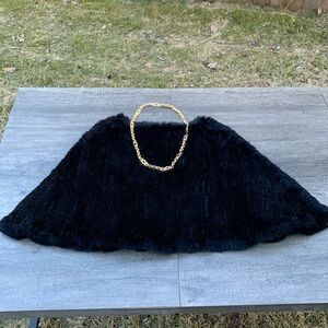 BERNANDO fur poncho coat black one size